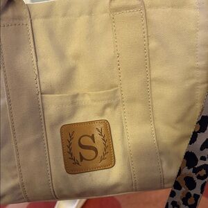 Elegant Beige Tote Bag with Monogram